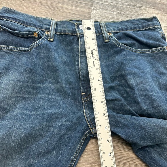 Levi's 511 Red Tab Faded Dark Wash Blue Mens 34x31 Worn In Slim Fit Denim Jeans - Picture 9 of 11